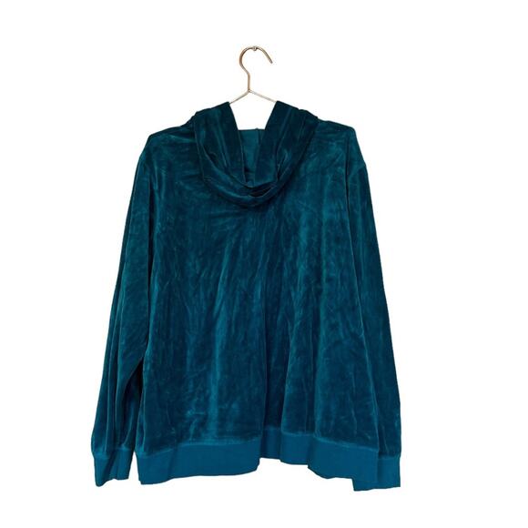 Made For Life 2X Plus Size Teal Velvet Zip Up Jacket - Picture 5 of 6